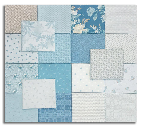 Matt's Cut Andover Sewing Bird Pre-Cut 19 Piece Fat Quarter Bundle - Blues