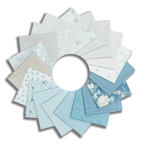 Matt's Cut Andover Sewing Bird Pre-Cut 19 Piece Fat Quarter Bundle - Blues