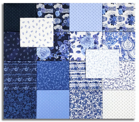 Matt's Windham Pre-Cut 19 Piece Fat Quarter Bundle - China Blue