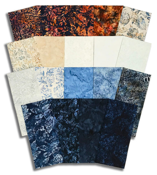Matt's Pre-Cut 19 Piece Half Yard Bundle - Hoffman Batiks - Clear Skies