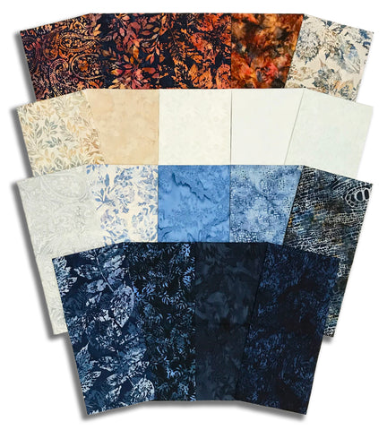 Matt's Pre-Cut 19 Piece Half Yard Bundle - Hoffman Batiks - Clear Skies