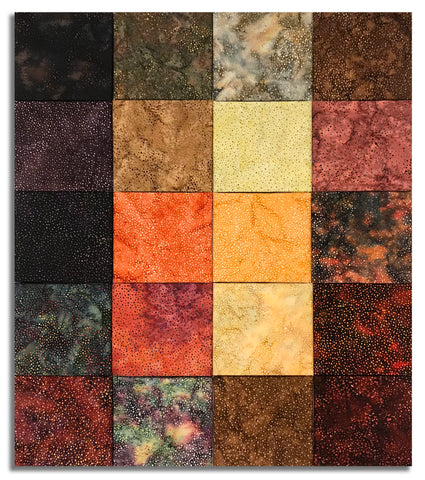 Matt's Pre-Cut 20 Piece Fat Quarter Bundle - Hoffman Bali Chops 885 - Earth Tones