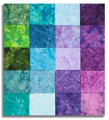 Matt's Pre-Cut 20 Piece Fat Quarter Bundle - Hoffman Watercolor 1895 Batiks - Little Bit Cooler