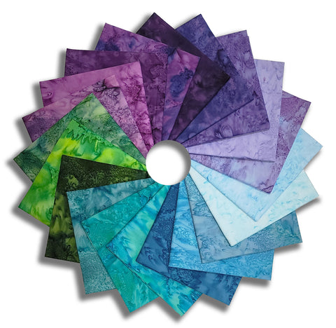 Matt's Pre-Cut 20 Piece Fat Quarter Bundle - Hoffman Watercolor 1895 Batiks - Little Bit Cooler