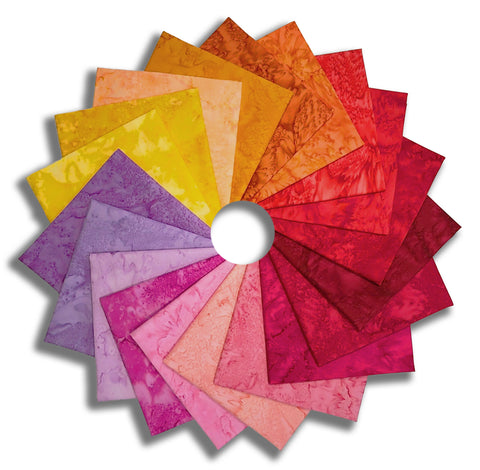 Matt's Pre-Cut 19 Piece Fat Quarter Bundle - Hoffman Watercolor 1895 Batiks - Little Bit Hotter
