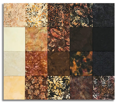 Matt's Pre-Cut Hoffman Batik 20 Piece Fat Quarter Bundle - Coffee Shoppe