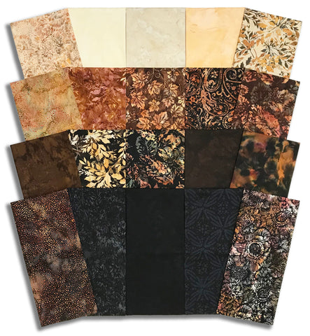 Matt's Pre-Cut 20 Piece Half Yard Bundle - Hoffman Batiks - Coffee Shoppe