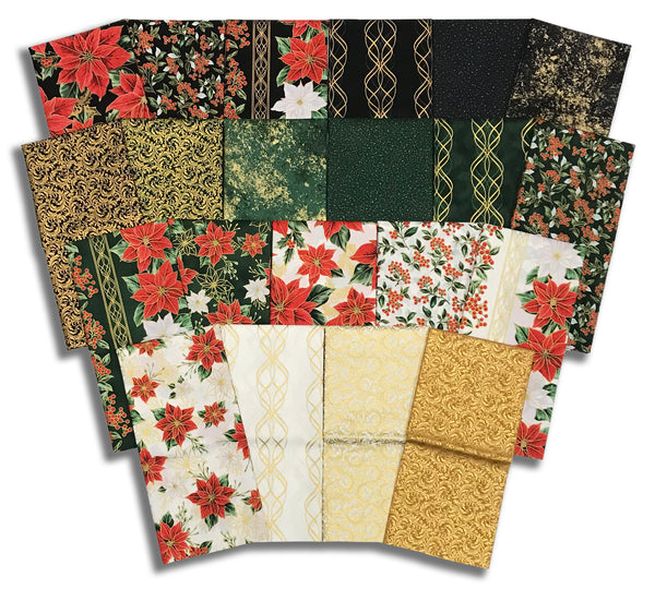 Matt's Pre-Cut Hoffman Metallic 21 Piece Half Yard Bundle - Blooming Holidays