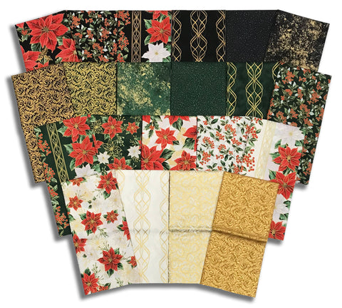 Matt's Pre-Cut Hoffman Metallic 21 Piece Half Yard Bundle - Blooming Holidays