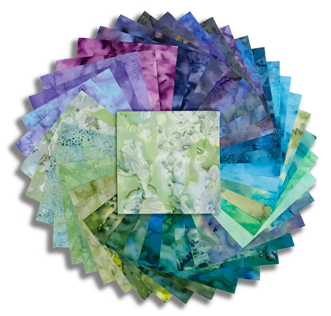 Matt's Pre-Cut Hoffman Batiks 40 Piece 5" Charm Squares - Laguna