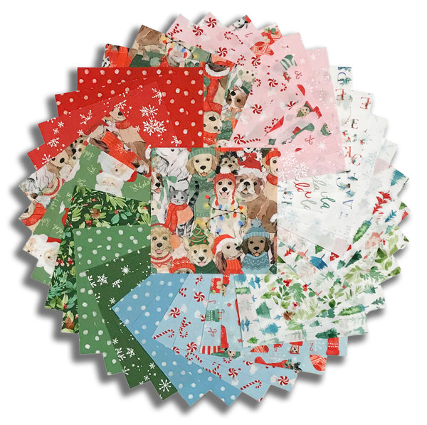 Matt's Clothworks Pre-Cut 40 Piece 5" Charm Squares - Santa Paws