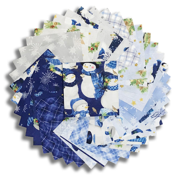 Matt's Pre-Cut Wilmington 40 Piece 5" Charm Square - Let It Snow-Man!