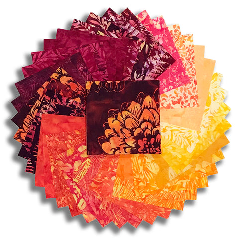 Matt's Pre-Cut Hoffman Batiks 40 Piece 5" Charm Squares - Sundown
