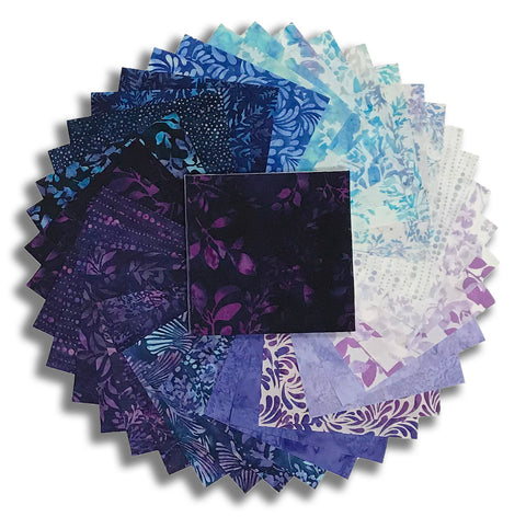 Matt's Pre-Cut Hoffman Batiks 40 Piece 5" Charm Squares - Violet Waves