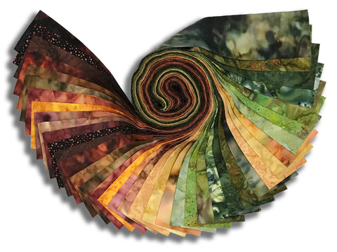 Matt's Pre-Cut Hoffman Batiks 40 Piece 2 1/2" Strip Set Jelly Roll - Changing Leaves