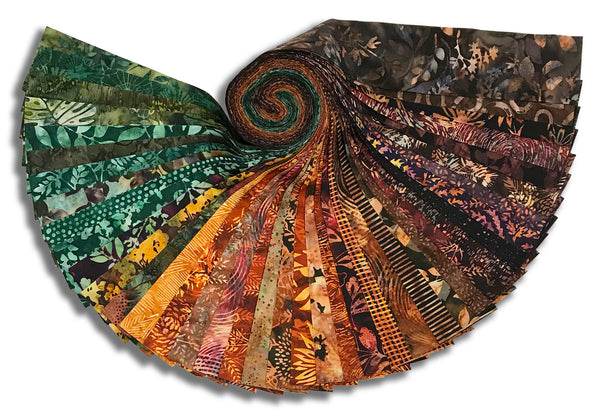 Matt's Pre-Cut Hoffman Batiks 40 Piece 2 1/2" Strip Set Jelly Roll - Twilight Forest