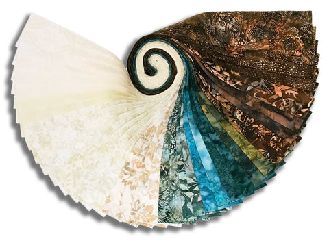 Matt's Pre-Cut Hoffman Batiks 40 Piece 2 1/2" Strip Set Jelly Roll - Shoreline Sails
