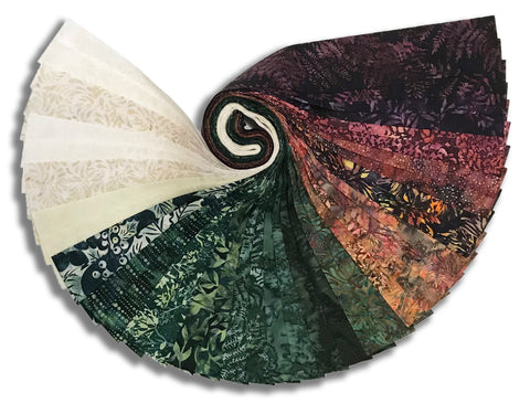 Matt's Pre-Cut Hoffman Batiks 40 Piece 2 1/2" Strip Set Jelly Roll - Mulberry Bush