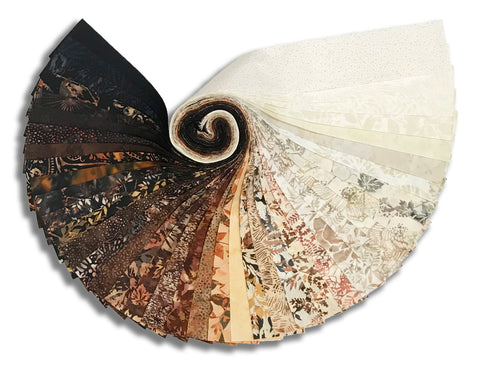 Matt's Pre-Cut Hoffman Batiks 40 Piece 2 1/2" Strip Set Jelly Roll - Coffee Shoppe
