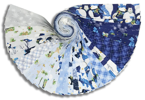 Matt's Pre-cut Wilmington 40 Piece 2 1/2" Strips Jelly Roll - Let It Snow-Man!