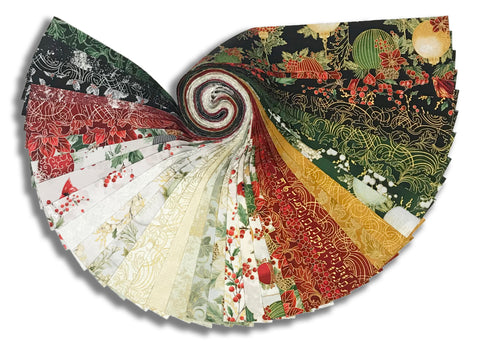 Matt's Pre-Cut Hoffman Metallic 40 Piece 2 1/2" Strip Set Jelly Roll - Christmas Wish