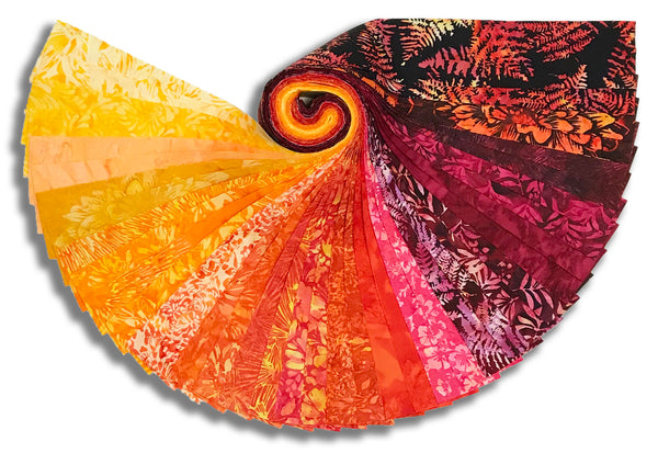 Matt's Pre-Cut Hoffman Batiks 40 Piece 2 1/2" Strip Set Jelly Roll - Sundown