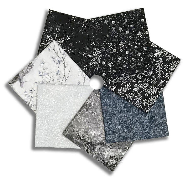 Matt's Hoffman Metallic Pre-Cut 7 Piece Fat Quarter Bundle - Midnight Perch