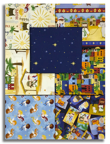 Matt's Blank Quilting Pre-Cut 7 Piece Fat Quarter Bundle - Away In A Manger