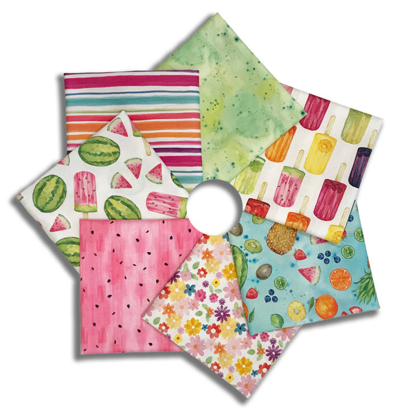 Matt's Timeless Treasures Pre-Cut 7 Piece Fat Quarter Bundle - Fruity Popsicles