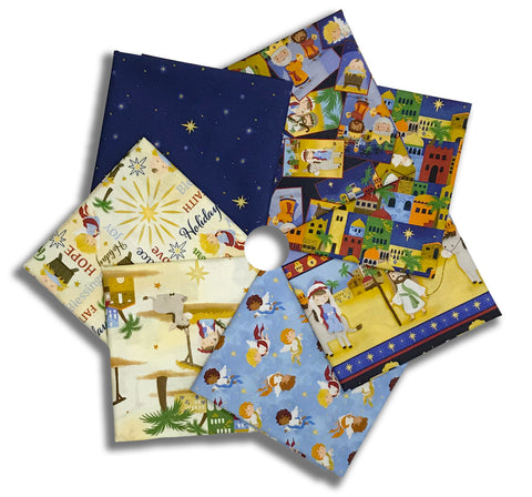 Matt's Blank Quilting Pre-Cut 7 Piece Fat Quarter Bundle - Away In A Manger