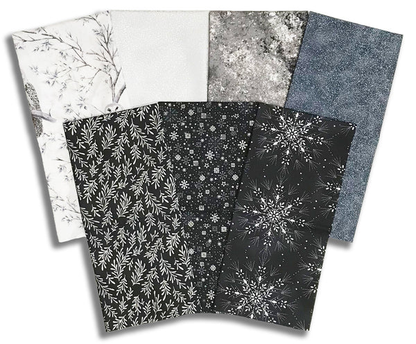 Matt's Pre-Cut Hoffman Metallic 7 Piece Half Yard Bundle - Midnight Perch
