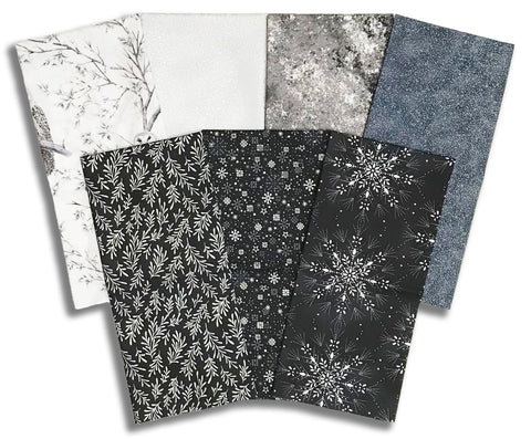 Matt's Pre-Cut Hoffman Metallic 7 Piece Half Yard Bundle - Midnight Perch
