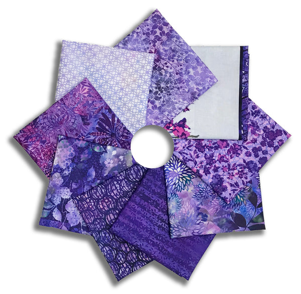 Matt's In The Beginning Pre-Cut 9 Piece Fat Quarter Bundle - Allure - Purple