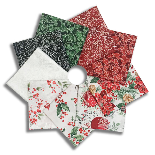 Matt's Hoffman Metallic Pre-Cut 9 Piece Fat Quarter Bundle - Christmas Wish - Silver