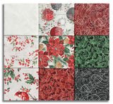 Matt's Hoffman Metallic Pre-Cut 9 Piece Fat Quarter Bundle - Christmas Wish - Silver