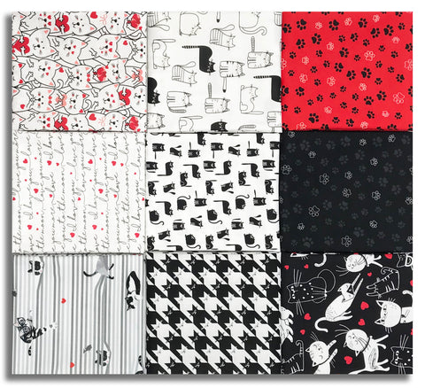 Matt's Timeless Treasures Pre-Cut 9 Piece Fat Quarter Bundle - Smitten Kitten