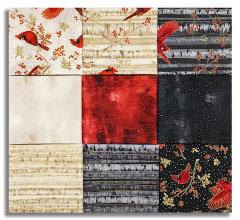 Matt's Hoffman Metallic Pre-Cut 9 Piece Fat Quarter Bundle - Berries & Birch