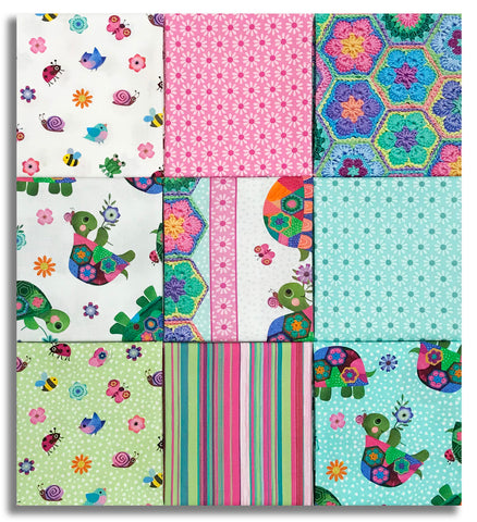 Matt's Northcott Pre-Cut 9 Piece Fat Quarter Bundle - Topsy Turtles