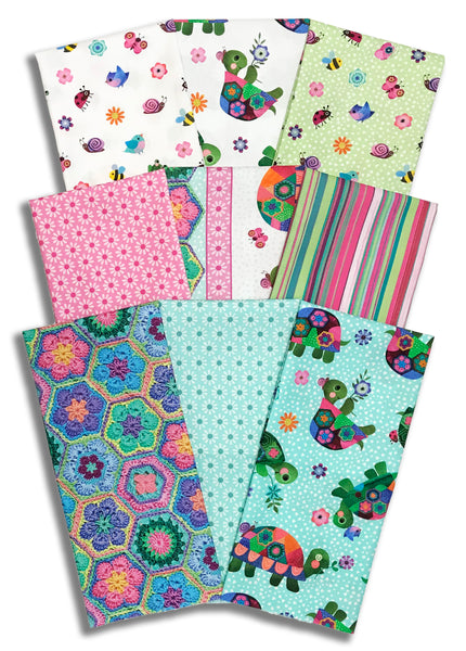 Matt's Northcott Pre-Cut 9 Piece Half Yard Bundle - Topsy Turtles