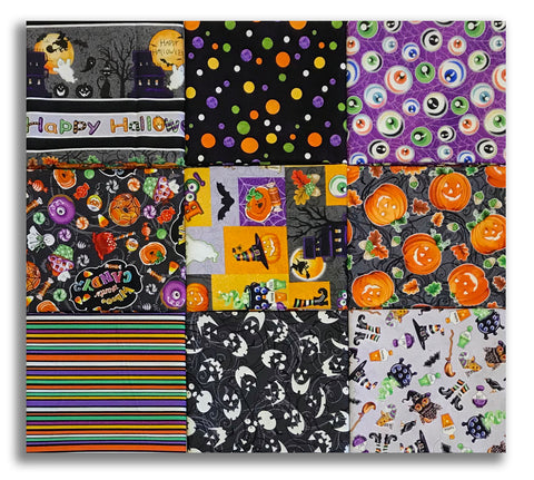 Matt's Blank Quilting Digital Pre-Cut 9 Piece Fat Quarter Bundle - Spooky Aura