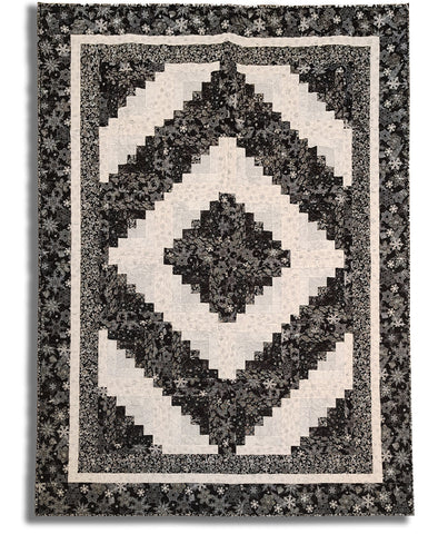 Midnight Perch 72" x 54" Fully Finished Log Cabin Quilt