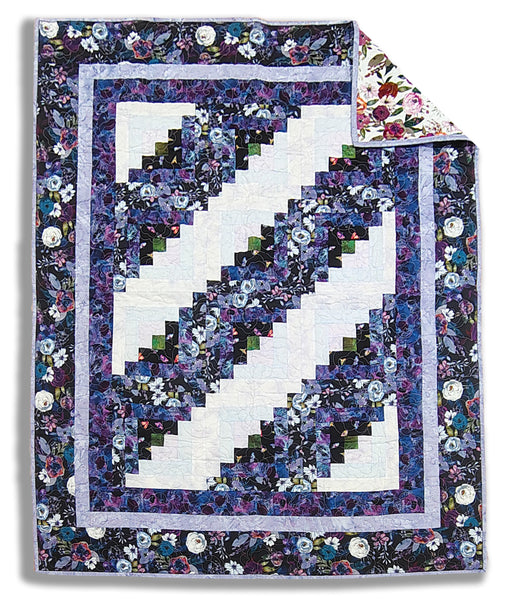 Log Cabin Quilt 45 x 53.5" Fully Finished Sample Quilt - Midnight Dreams