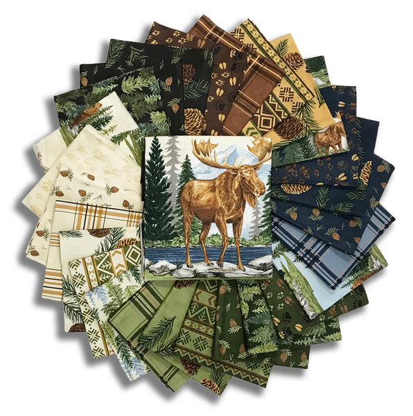 Moda Pre-Cut 27 Piece Fat Quarter Bundle With 24" Panel - Northwoods Lodge