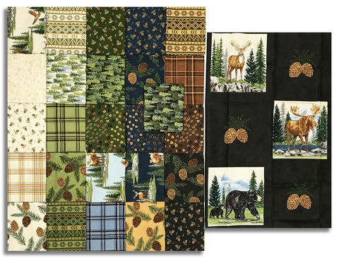 Moda Pre-Cut 27 Piece Fat Quarter Bundle With 24" Panel - Northwoods Lodge