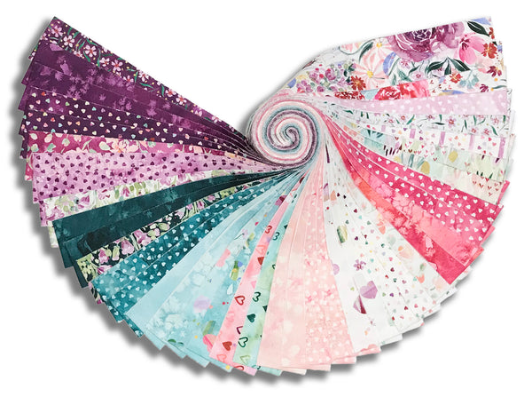 Moda Pre-Cut 40 Piece 2 1/2" Strips Jelly Roll - Fleur The Love