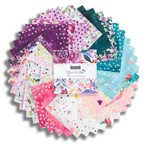 Moda Pre-Cut 42 Piece 5" Charm Squares - Fleur The Love