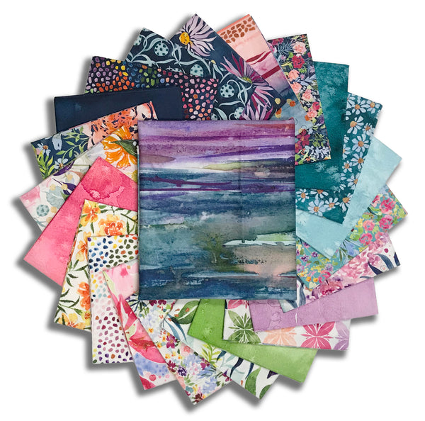 Moda Pre-Cut 23 Piece Fat Quarter Bundle With 36" Summertide Ombre Print - Soulstice