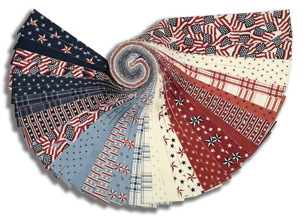 Moda Pre-Cut 40 Piece 2 1/2" Strips Jelly Roll - America 250 Years