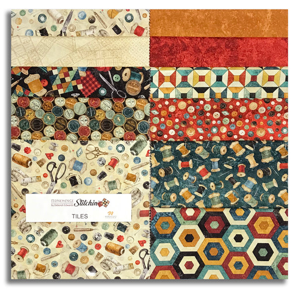 Northcott Pre-Cut 42 Piece 10" Layer Cake Tiles TSTITCH42 10 - Stonehenge Stitchin'
