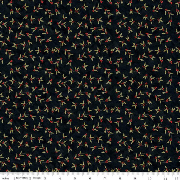 Riley Blake Naughty or Nice C16263 Black Holly Berries By The Yard